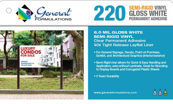 General Formulations 222 6mil Matte White Permanent Digital Vinyl, 100ft